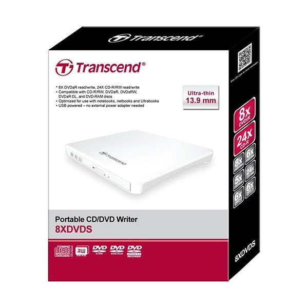 Transcend 8K Extra Slim Portable DVD Writer Optical Drive TS8XDVDS