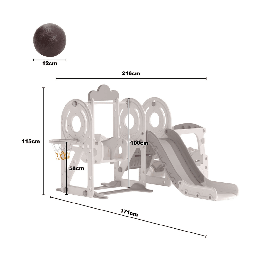 Ultimate 5-in-1 Toddler Playground: Indoor/Outdoor Slide and Swing Set with Basketball Hoop