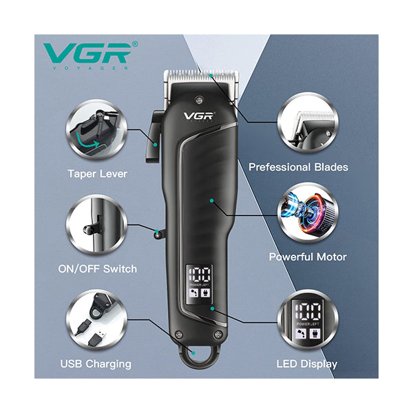 VGR Professional Cordless Hair Clipper with LED Display V-683
