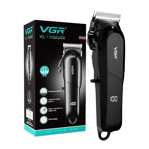 VGR V-118 Professional Corded & Cordless Hair Clipper with LED Display 6 Length Settings | 200 min Runtime