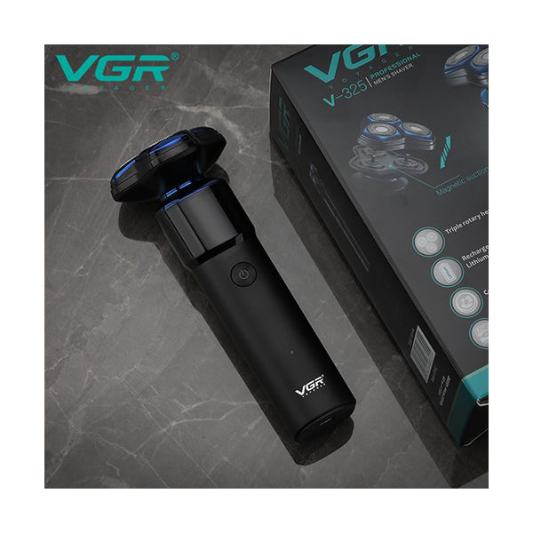 VGR V-325 Premium Cordless Rechargeable IPX6 Fully Waterproof 3 Head Electric Shaver Wet & Dry Rotary Shavers for Men with Magnetic Suction Super-Fast Charge 60 minutes Runtime with LED Indicator