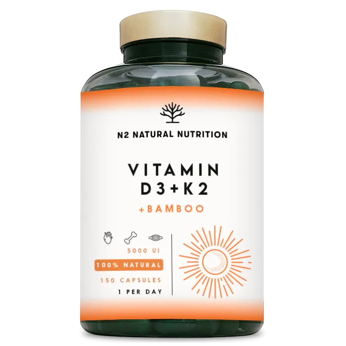 Vitamin D3 + K2 + Bamboo - 150 Capsules | 150 Day Supply - Medaid International