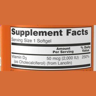 NOW Supplements, Vitamin D-3 2,000 IU, 120 Softgels