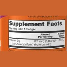 NOW Supplements, Vitamin D-3 5,000 IU, 120 Softgels