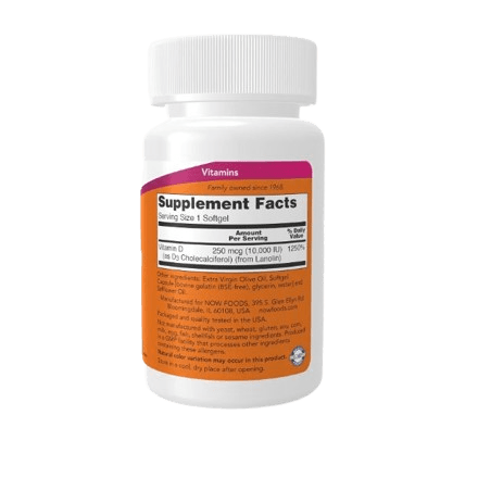NOW Supplements, Vitamin D-3 10,000 IU, 120 Softgels