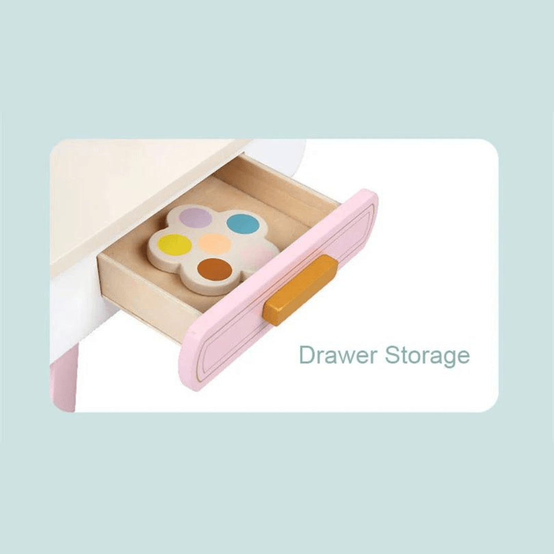 Wooden Kids Makeup Vanity Dresser with Mirror & Accessories 3 Years +
