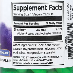 Swanson Albion® Zinc – 30 mg, 90 Vegan Capsules
