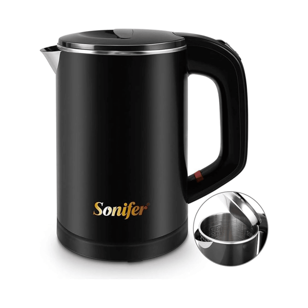 Sonifer Electric Kettle 0.6L – 800W Stainless Steel | Rapid Boil & Travel Friendly