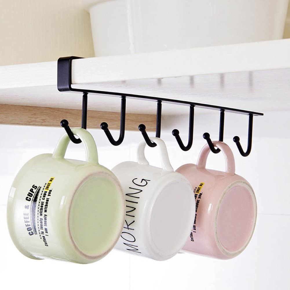 Stainless Steel 6 Hooks Hanging Shelf رف معلق من الستانلس ستيل 6 خطاطيف