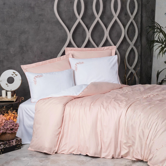 Elite Silk cotton Double Duvet Cover Set Melinda Pink