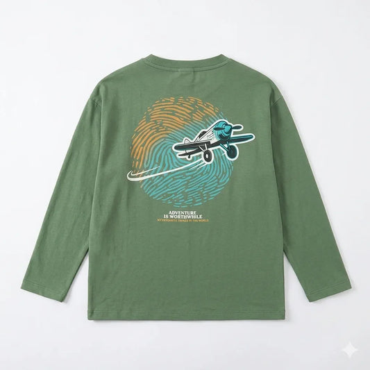 Zara Boy's Sage Green Airplane Graphic Blouse | Zara In Lebanon
