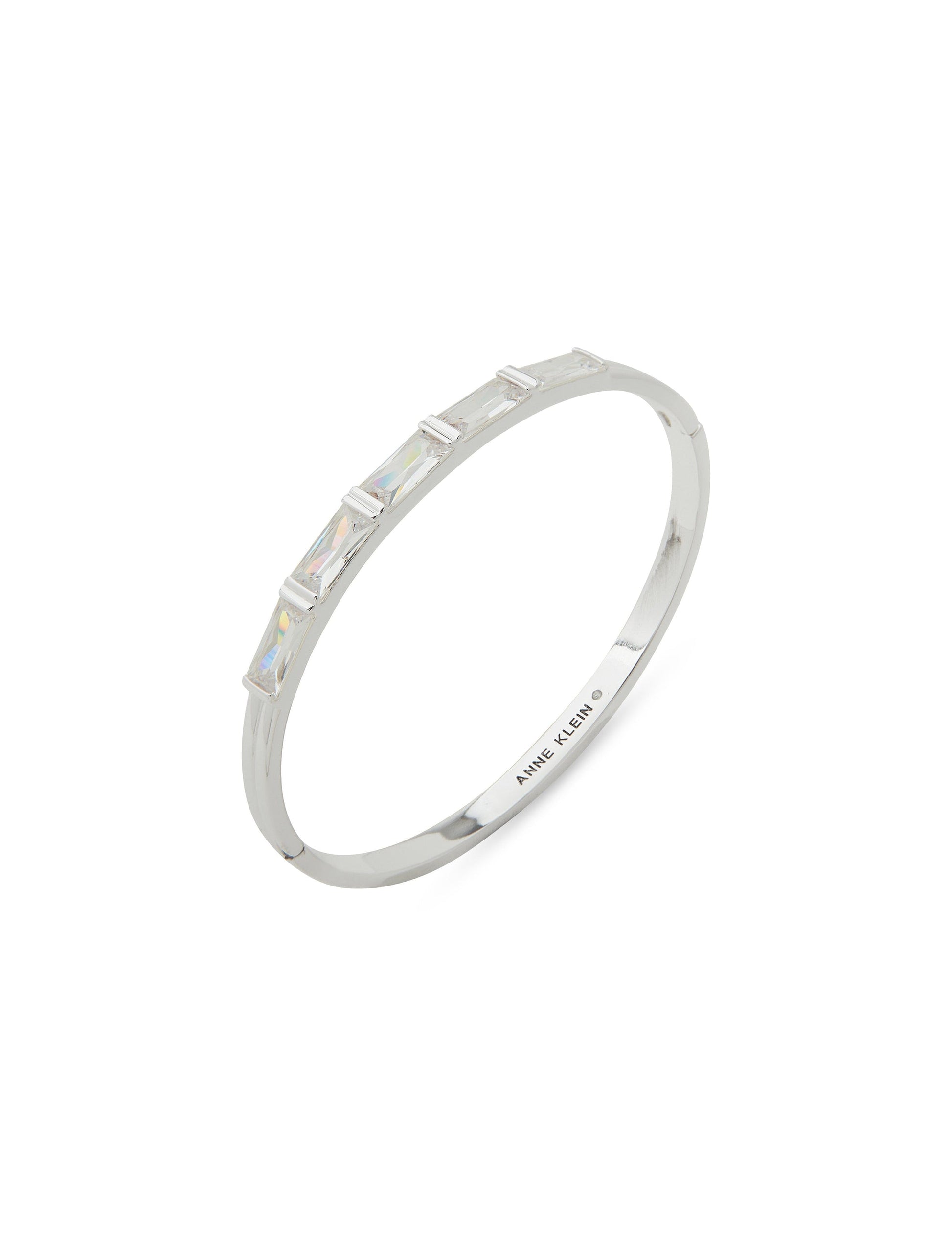 Anne Klein Women's Silver CZ Baguette Stone Bangle Bracelet | Anne Klein In Lebanon