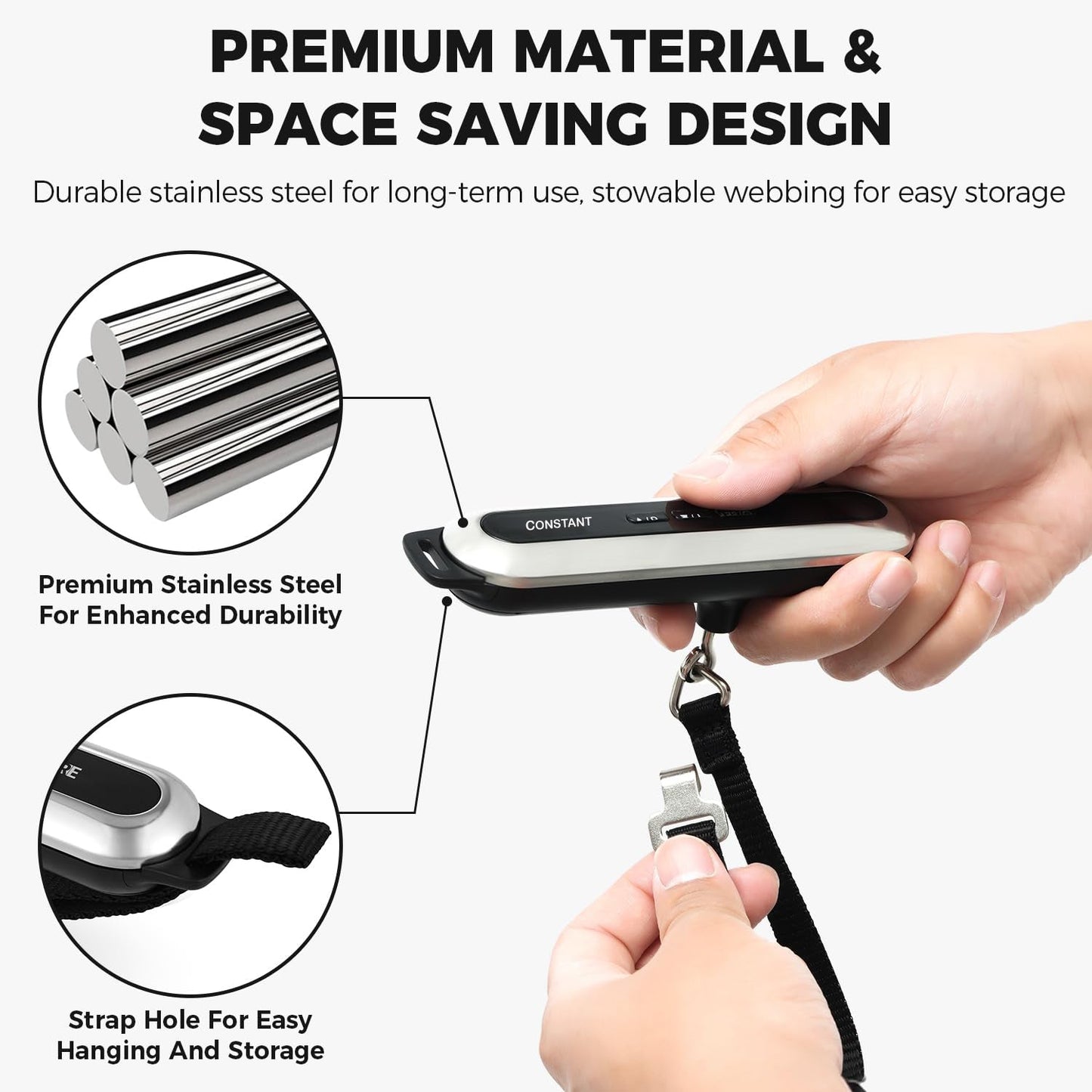 Constant, Luggage Scale, 50KG Luggage Weight Scale Digital Suitcase Scale with Hook