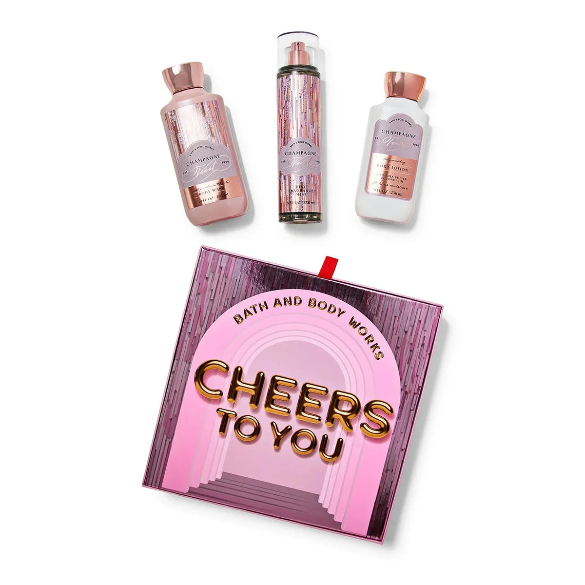 Bath & Body Works Box Gift Set 3Pcs Champagne Toast Mist Body Lotion Shower Gel