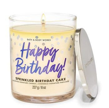 Bath And Body Happy Birthday Sprinkled Birthday Cake One Wick Candle 227g
