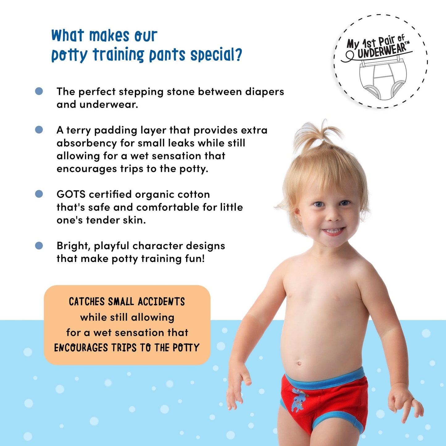 Zoocchini Toddler Organic Potty Training Pants (3-pk) - Safari Friends (Boys 2-3Y)