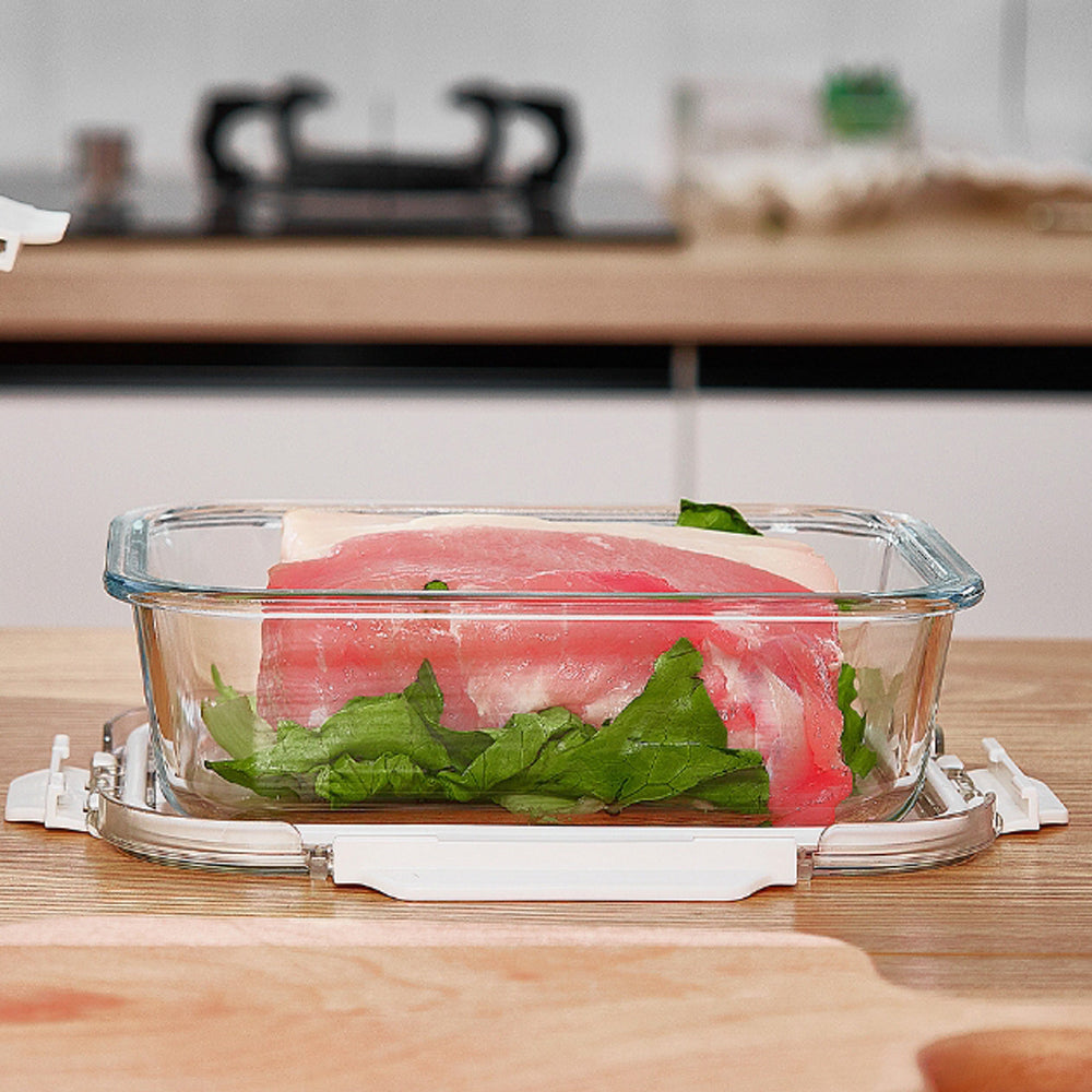 630ml Borosilicate Rectangle Glass Food Storage Container With Microwave, Freezer &amp; Dishwasher Safe NFH-77309