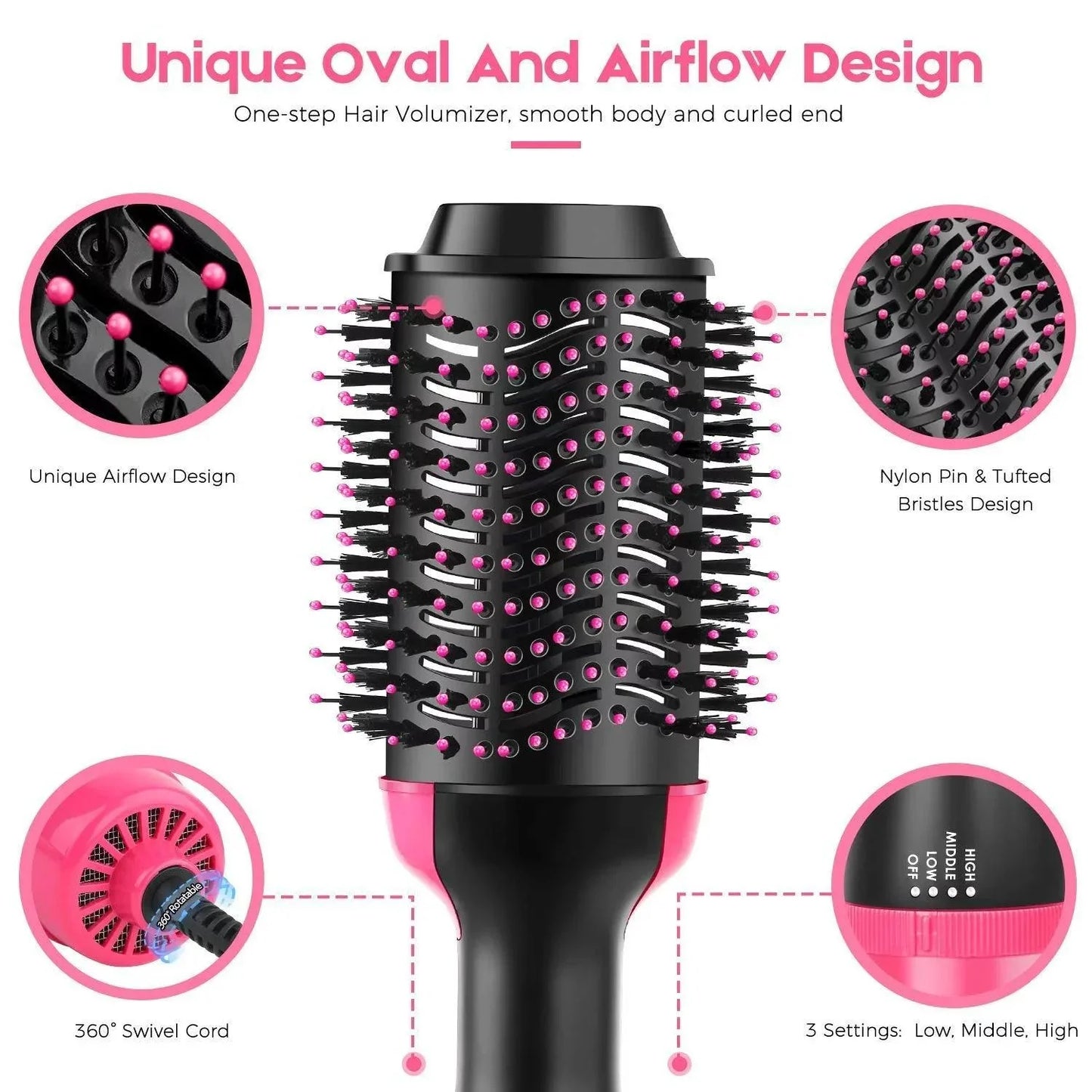 3 in 1 Heated Hairbrush Dryer & Volumizer