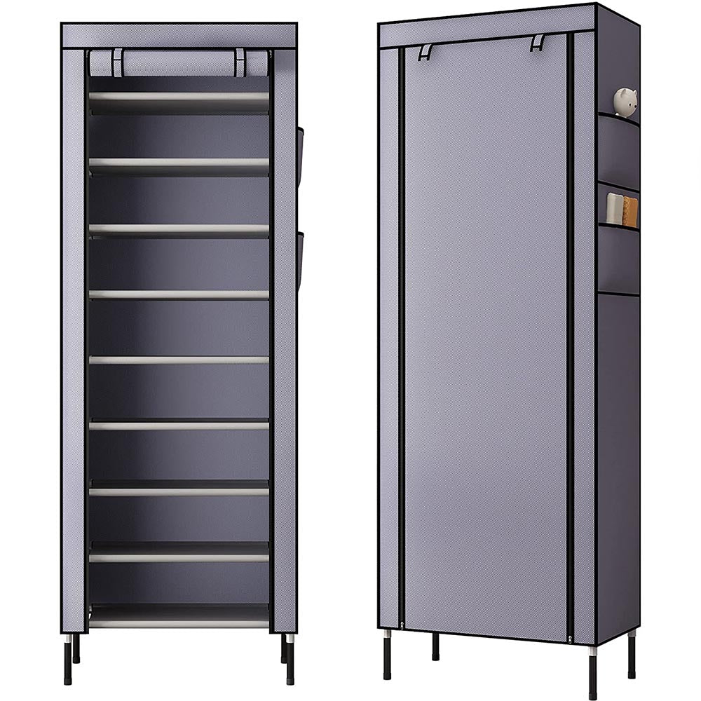 10-Tier Extra Thicken Poles Shoe Rack Stand With Cover #8858-10