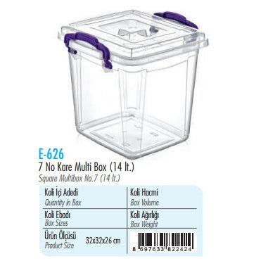 Squared Clear Storage Box 14 L