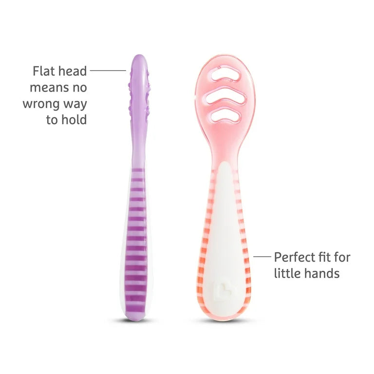 Munchkin - Gentle Dip Baby Spoons For Self - Feeding And Baby Led Weaning - Pink