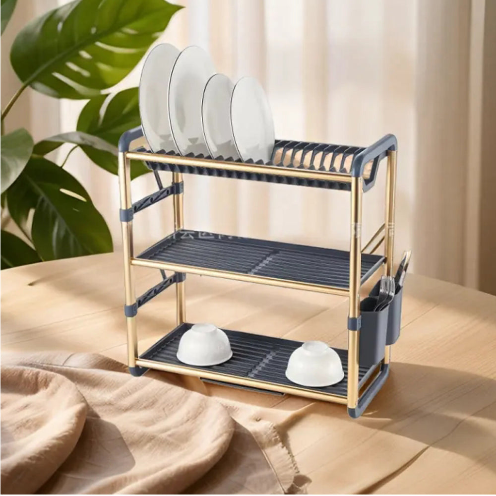 Binca Aluminum 3-Tier Dish Drying Rack 61-cm ( Gold )