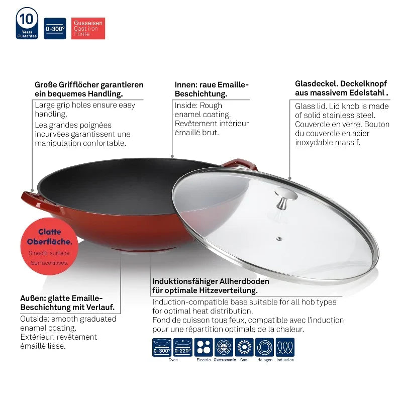 Kela Red Wok Calido Cast Iron - 4L