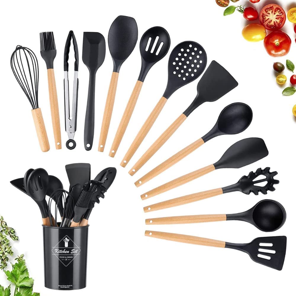 Silicone kitchen utensil set 11pcs (Black)