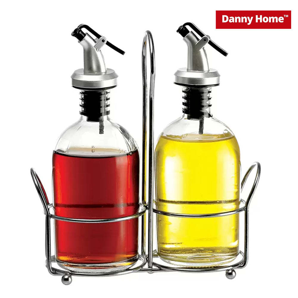 Danny Home 2-Pcs Oil &Vinegar Dispenser Glass Bottle With Stand