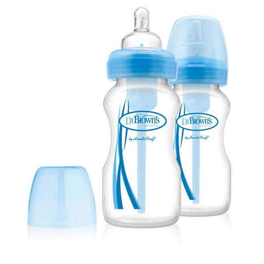 Options Wide-Neck Blue Baby Feeding Bottle 2-Pack 9oz