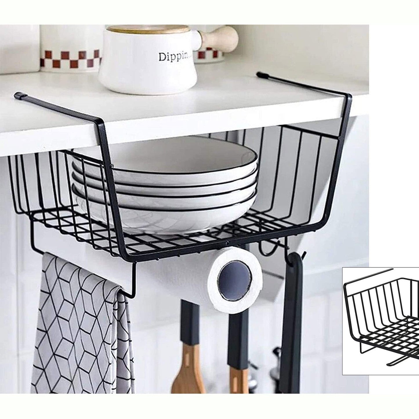 Under Shelf Wire Basket with Hangers