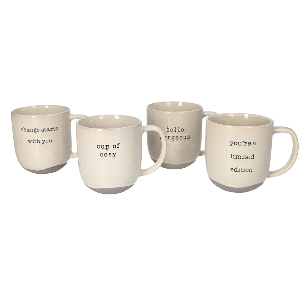 Danny Home 4-Piece Porcelain Printed Mugs Set – 400ml