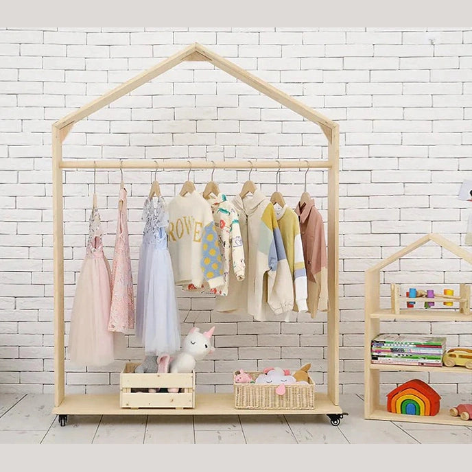 Stylish Kids House Clothing Rack in Oak