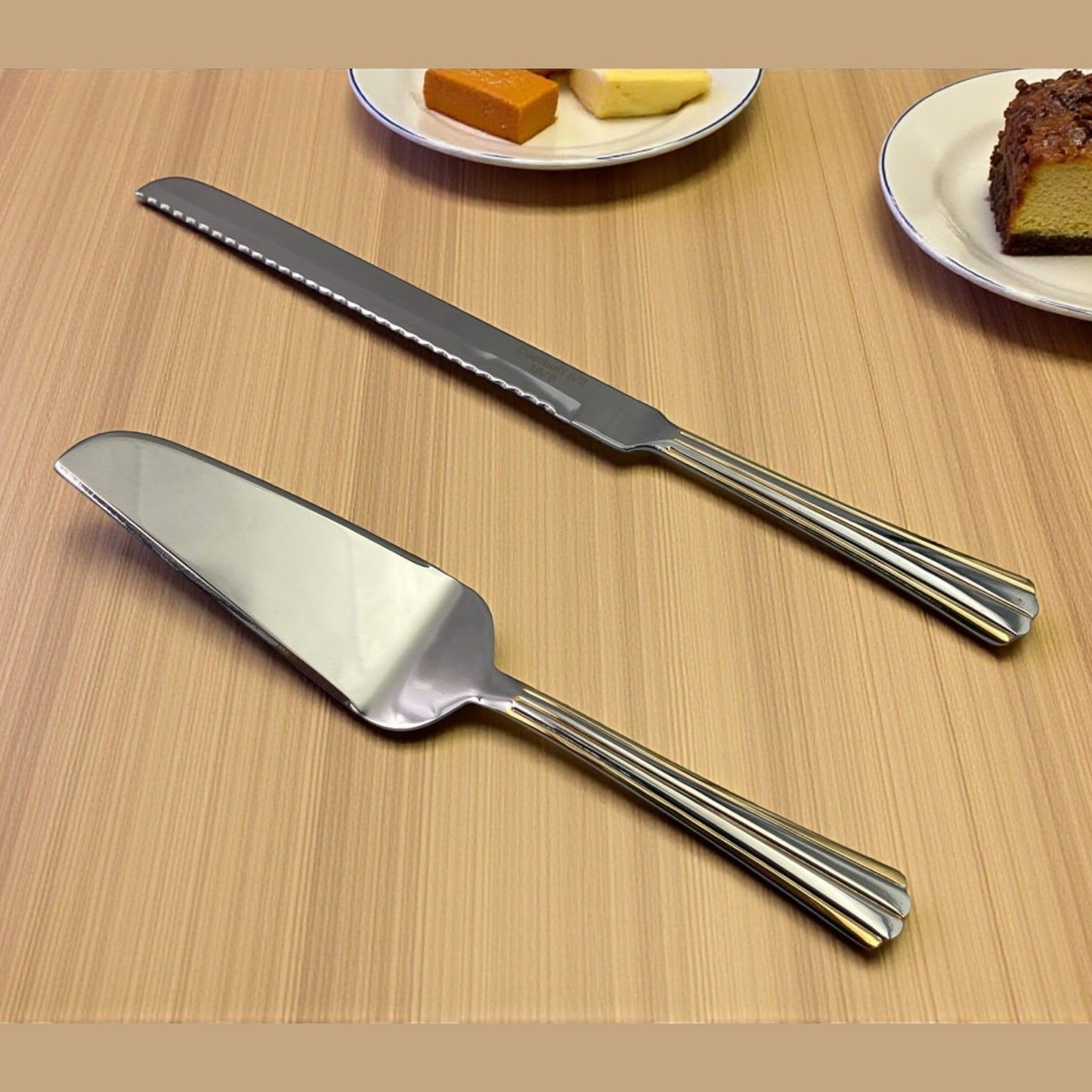 Dosthoff SS Cake Serving Set with Gold Decoration