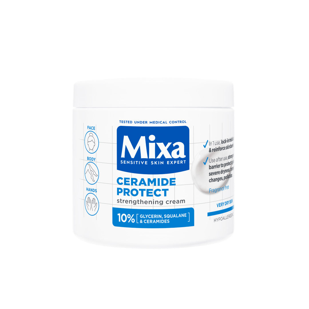 Mixa Ceramide Protect Cream Jar - For Dry, Very Dry and Sensitive Skin - For Face, Hands & Body - 400 ml