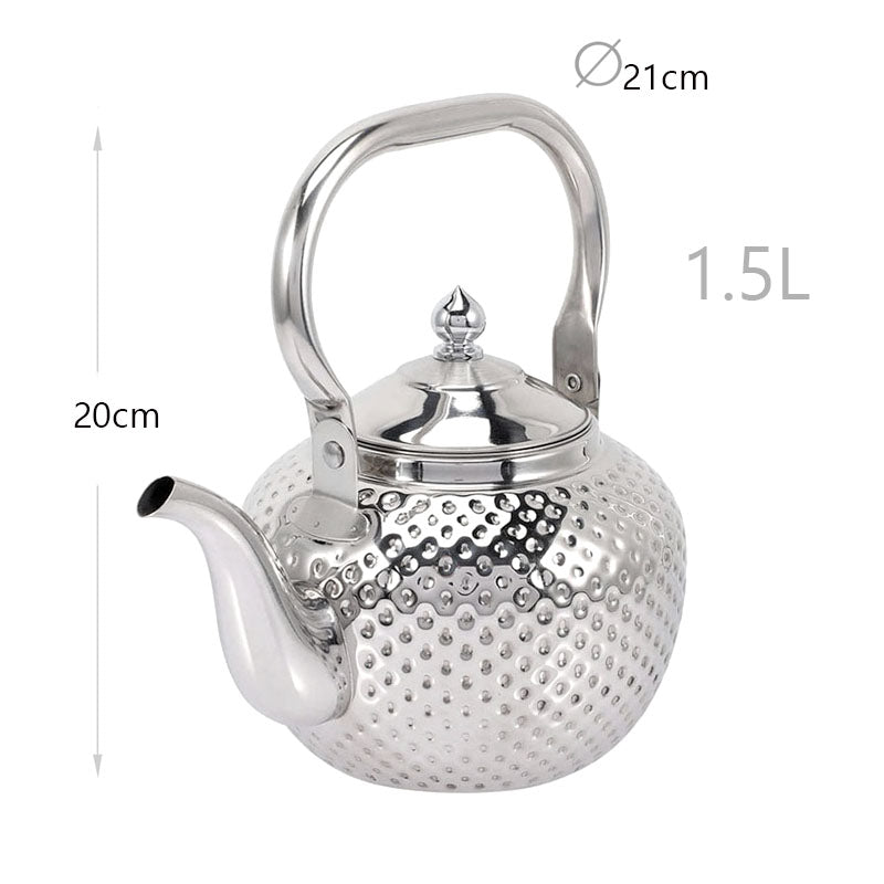 1.5 L Stainless Steel Tea Kettle with Hammer Texture Design Household Teapot Kettle Suitable for Induction Cooker and Stovetop Silver - Medaid International