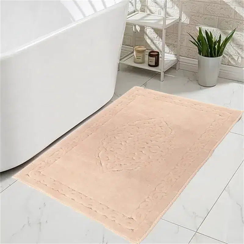 100 CM X 60 CM Cotton Bathroom Mat Extra Soft and Absorbent Bath Mats Washable Mat for Bathroom Floor Kitchen and Room Rose - Image 1