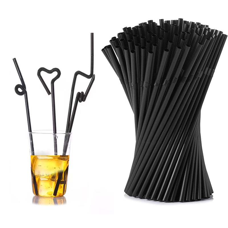 100-Pieces, Flexible Plastic Bendable Bendy Straws, Disposable Drinking Straws, Perfect for Home and Parties - Medaid International