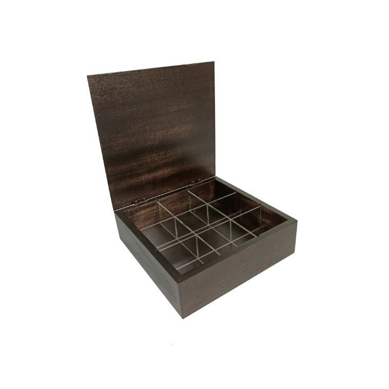 Wooden Tea Box – Wenge – 23x23x8cm – Flow Collection