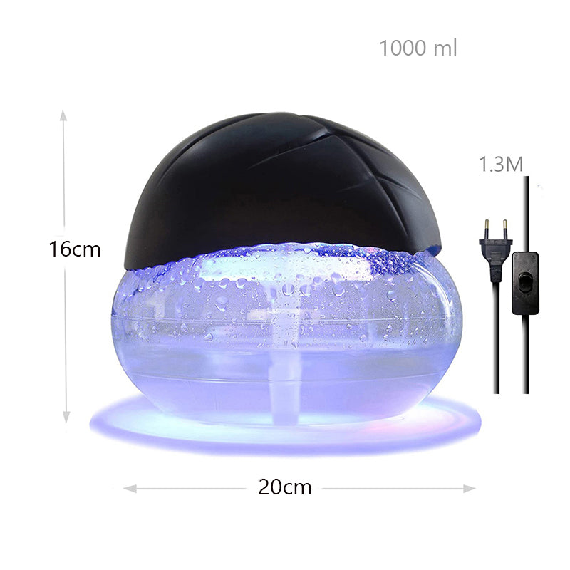 1000 ML Water Air Purifiers Humidifier Water Air Revitalizer Air Cleaner Air Freshener with 6 LED Color Changing Mood Light Black - Medaid International