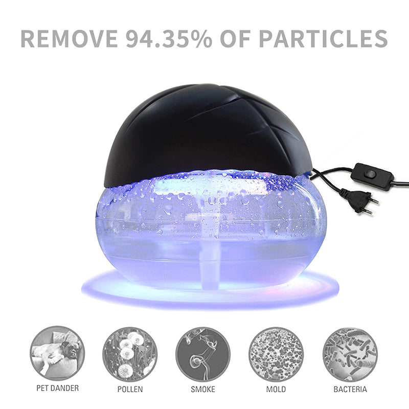 1000 ML Water Air Purifiers Humidifier Water Air Revitalizer Air Cleaner Air Freshener with 6 LED Color Changing Mood Light Black - Medaid International