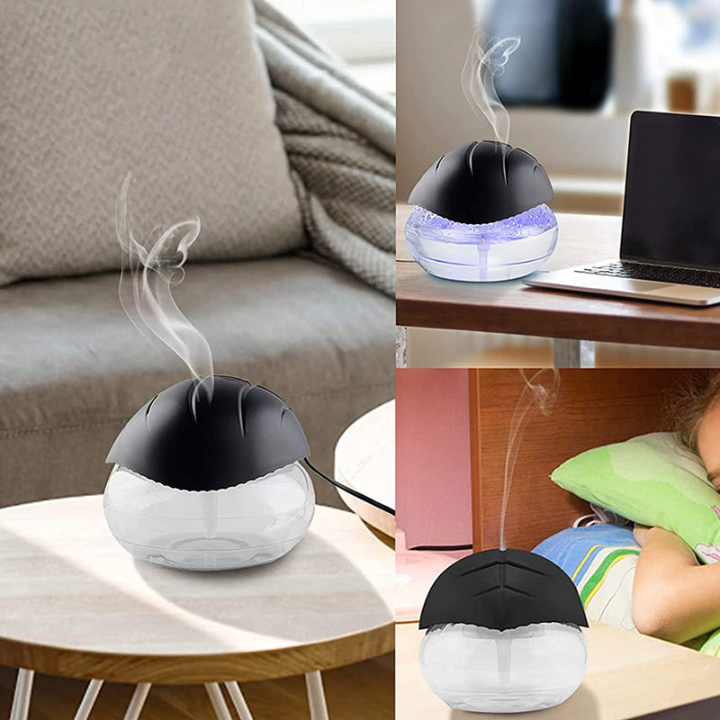 1000 ML Water Air Purifiers Humidifier Water Air Revitalizer Air Cleaner Air Freshener with 6 LED Color Changing Mood Light Black - Medaid International