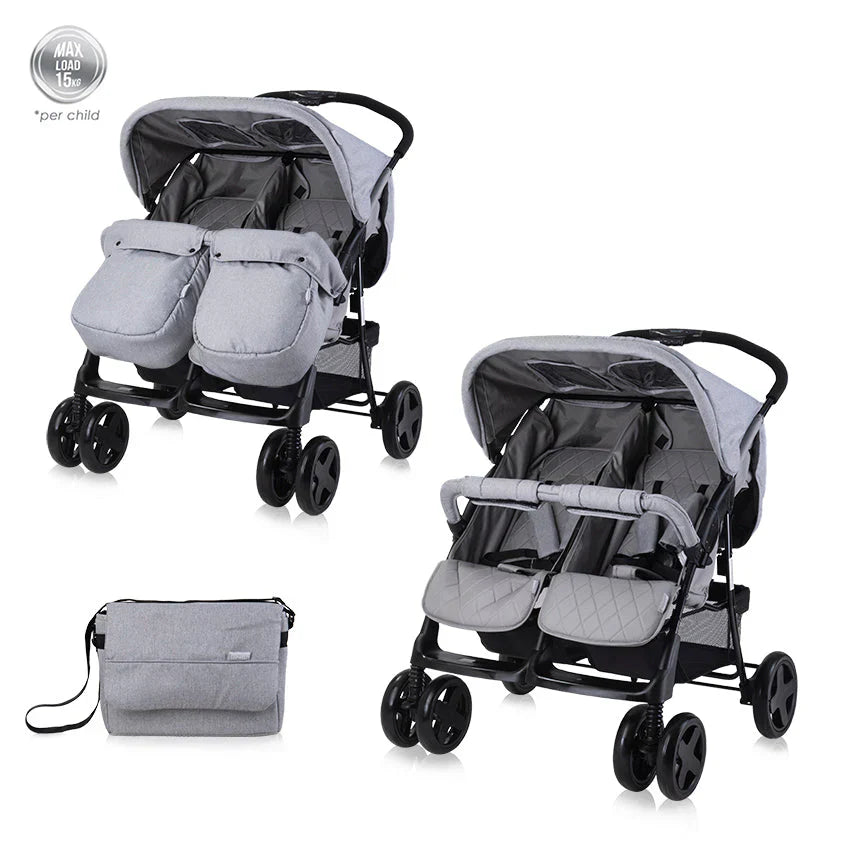 Lorelli - Twin Baby Stroller - Grey - (+Bag)