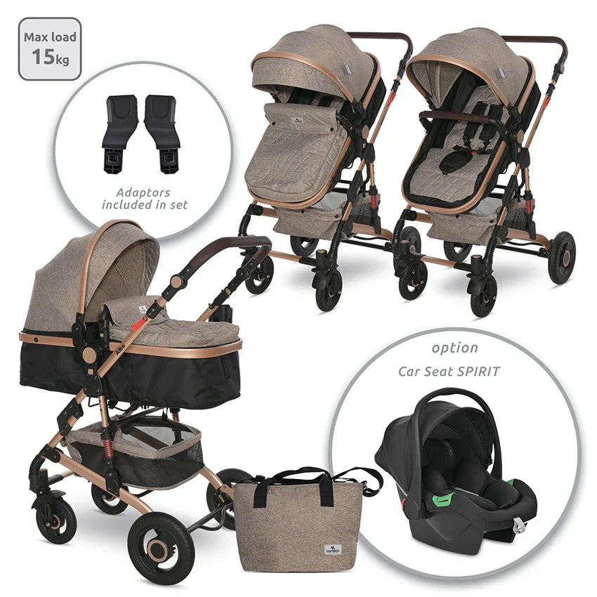 Lorelli - Baby Stroller - Alba Premium Set 3in1 - (NEW) - Pearl Beige - Travel System