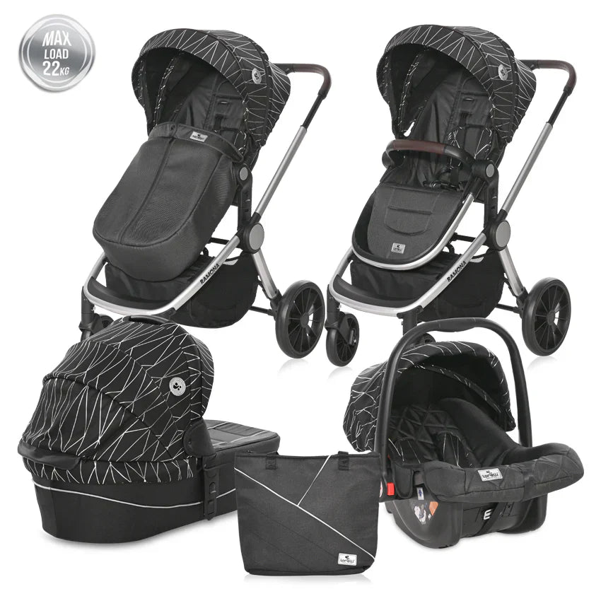 Lorelli - Combi Ramona Stroller Travel System 3in1 - Silver Stripe