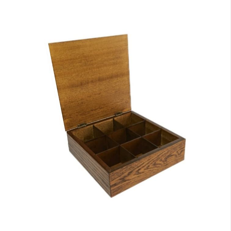 Wooden Tea Box – Light Walnut- 23x23x8cm – Flow Collection