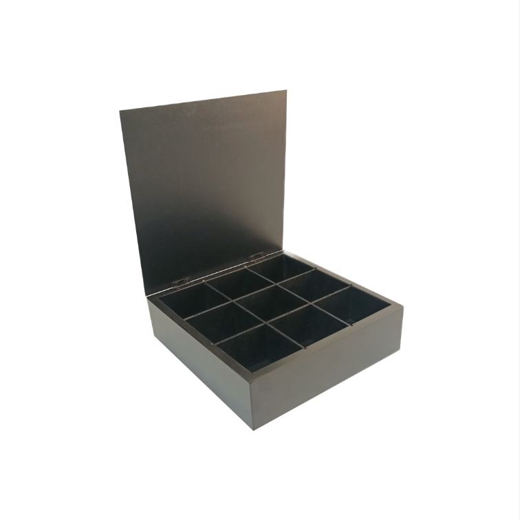 Wooden Tea Box – Black- 23x23x8cm – Flow Collection