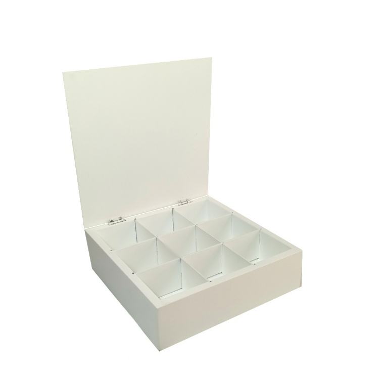 Wooden Tea Box – white- 23x23x8cm – Flow Collection