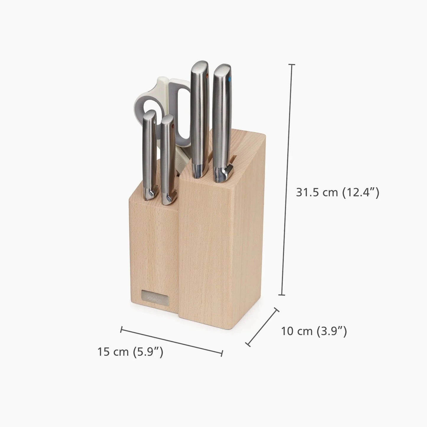 Joseph Joseph Elevate™ Fusion 5-piece Knife & Scissor Set with Beechwood Block