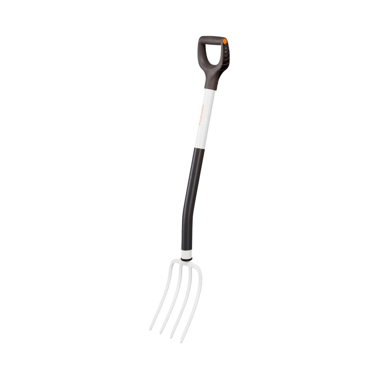 Curved Light Gardening White Fork by Fiskars